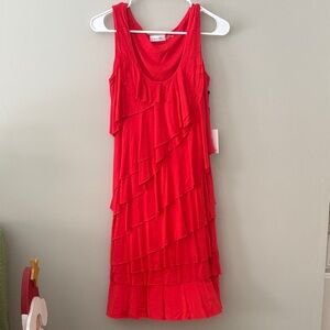 Calvin Klein Elegant Red Layered Dress Size 2